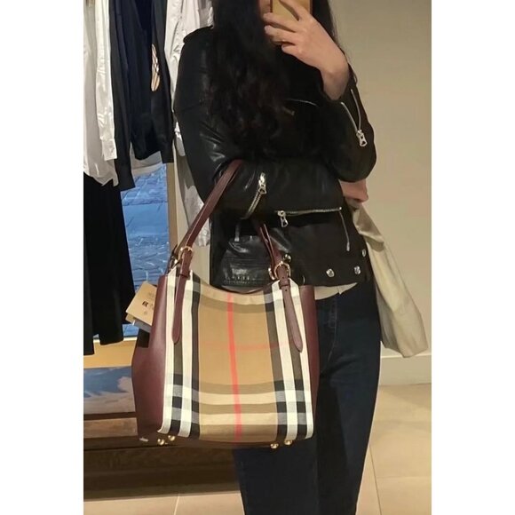 Burberry Small Canterbury Leather House Check Canvas Shoulder Tote Bag M… - Picture 16 of 16